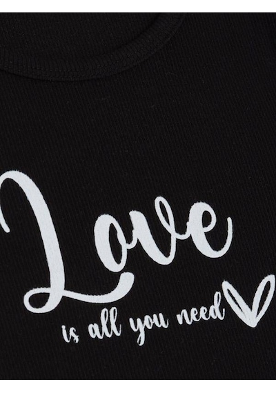 Breeze Kız Çocuk Pamuklu Love Yazılı T-shirt-14035 Siyah