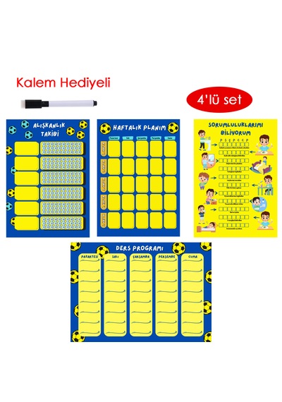 Çocuklar İçin Planlayıcı Set-sarı Lacivert Alışkanlık Ve Sorumlul