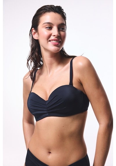 Penti Siyah Lotus Çizgili Toparlayıcı Balenli Balconette Bikini Üstü