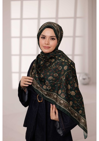 Mimiyum Alya Desen Soft Şal Çimen Kahve Çok Renkli