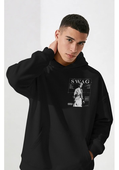 Sevbano Justin Bieber Swag Şarkıcı Sırt Baskılı Unisex Oversize Premium H Siyah