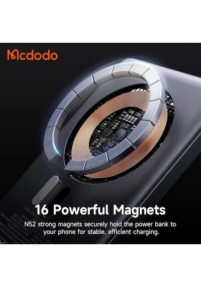 Mc-4651 10000mah 20w Metal Ultra İnce Manyetik Kablosuz Powerbank - Siyah