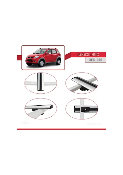 Daihatsu Terios 2006-2017 Arası İle Uyumlu Basic Model Ara Atkı Tavan Barı Gri 3 Adet