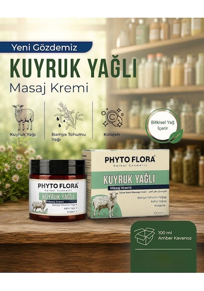 Kuyruk Yağlı Masaj Kremi 100 Ml Bamya Tohumu Yağı, Kafur Yağı Ve Kolajen Içerikli