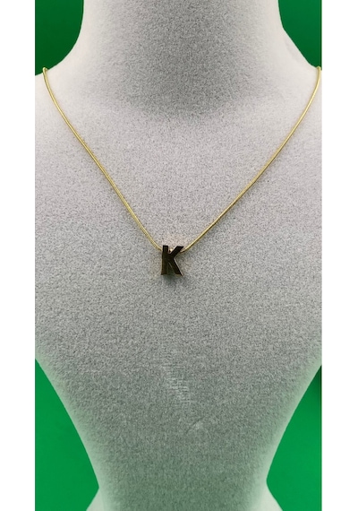 14k Altın Renginde K Harf Minimal Model Çelik Kadın Kolye Altın