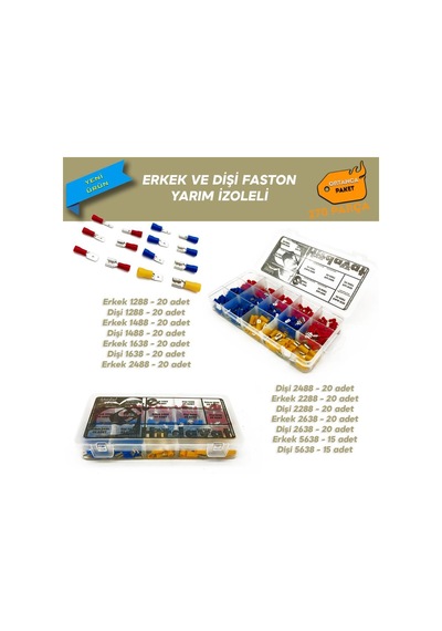 Yarım İzoleli Faston Terminal Seti. Ortanca Paket 270 Parça
