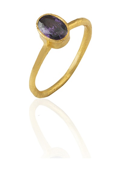 Kadir Jewellery 22 Ayar Altın Kaplama Zirkon Taşlı Kadın Minimal Yüzük Mor 85599176