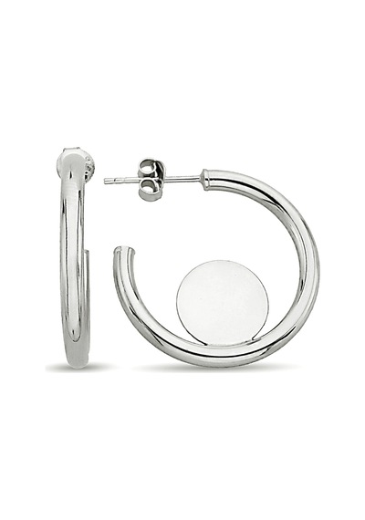 Argentum Concept - Gümüş Tasarım Pullu Halka Küpe - K093201