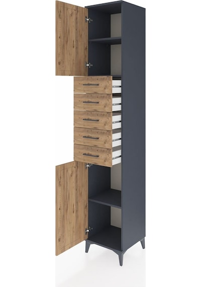Hyperion Dolap 3 Raflı 5 Çekmeceli 2 Kapaklı 44x44x243 Antras... Antrasit