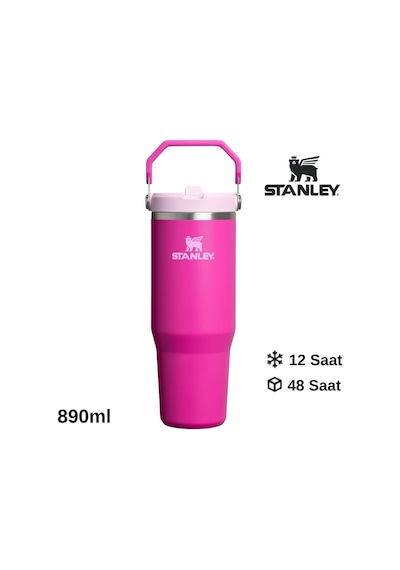 Stanley The Iceflow Flip Straw Pipetli Termos Bardak 0.89 Lt Matara Fuşya