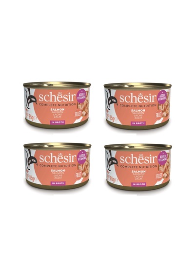 Schesir Somonlu Tam Ve Dengeli Broth Pişirme Suyunda Kedi Konservesi 85 Gr. X 4 Adet