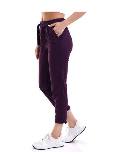 Winmoda34 Kadın Havuç Pantolon Beli Kemerli Mor