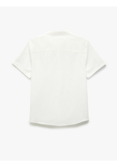 Koton Kısa Kollu Pamuklu Cep Detaylı Slim Fit Gömlek Kırık Beyaz 5sam60014hw Ekru