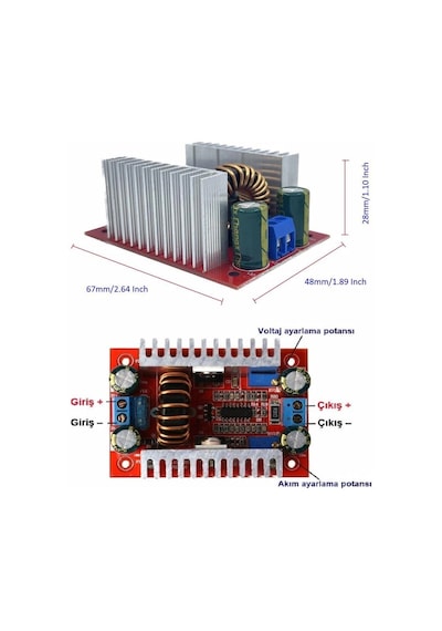 400w 15a 10-60v Dc-dc Step-up Voltaj Yükseltici Boost Modülü