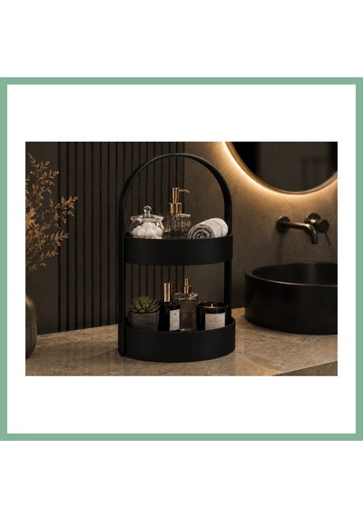 Bşkvirgo 3d Baskı İki Katlı Banyo Düzenleyici - Taşınabilir Organizer Ve Saklama Standı-siyah Bsk2026