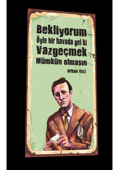 Orhan Veli Mini retro ahşap poster