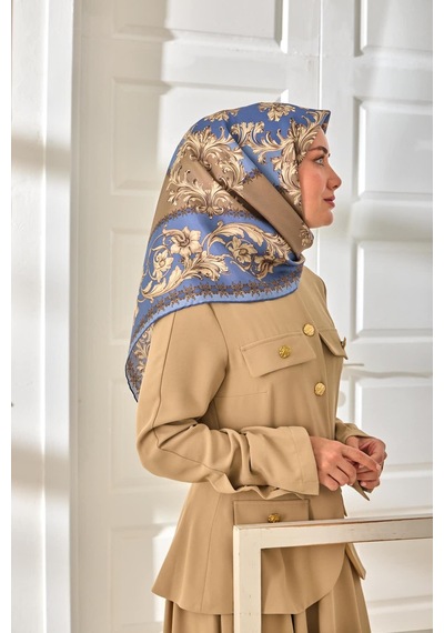 Silk Home Twill İpek Eşarp 11482-07 İndigo, Vizon, Bej, Bebe Mavi