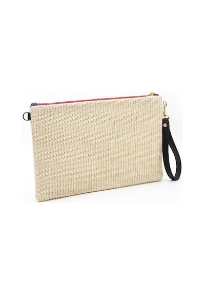 Silver Polo Sp1034 Kadın Portföy & Clutch Dokuma Hasır Bej-fuşya