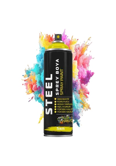 Sprey Boya 200 Ml 1 Adet Hızlı Kuruyan Renkli Profesyonel Ahşap Plastik Demir Metal Cam Porselen Duvar Sprey Boya Sarı