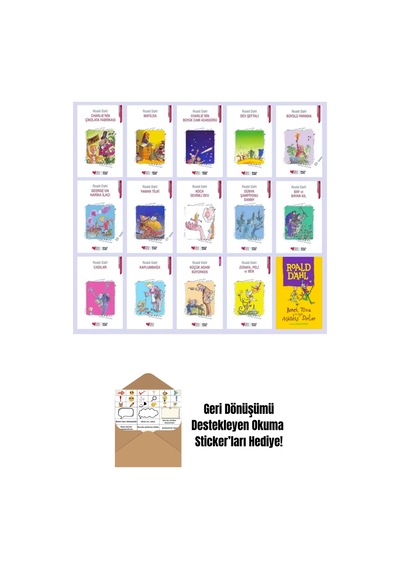 Roald Dahl Charlienin Çikolata Fabrikası Seti 15 Kitap + Okuma Sticker'ları