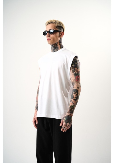 Respire Erkek Basic Tank Top Atlet Beyaz