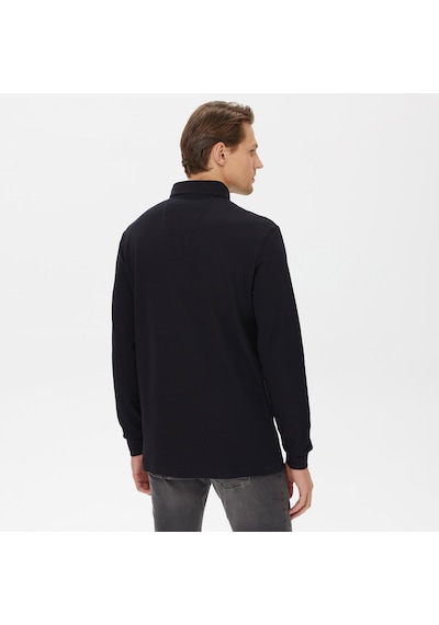 Nautica Erkek Siyah Slim Fit Uzun Kollu Polo Düz K37015t Siyah