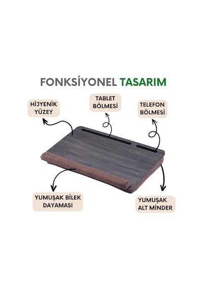 Minderli Laptop Sehpası 17.3" Antrasit