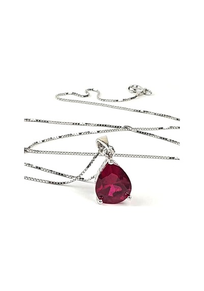 Sky Diamond Red Creative Rubies 925 Ayar Gümüş Damla Kolye