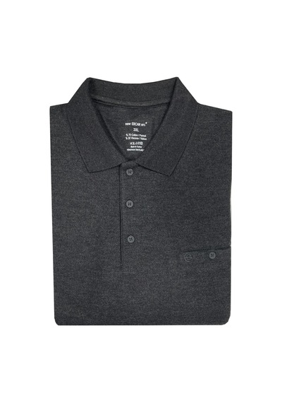 Erkek Büyük Beden Uzun Kol Polo Yaka Sweatshırt-7090 füme