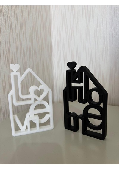 "home & Love" Dekoratif Obje Minimalist Ev Ve Ofis Aksesuarı Siyah Beyaz 2'li -