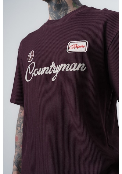Erkek Countryman Nakışlı Regular Fit T-shirt Şort Takım Bordo