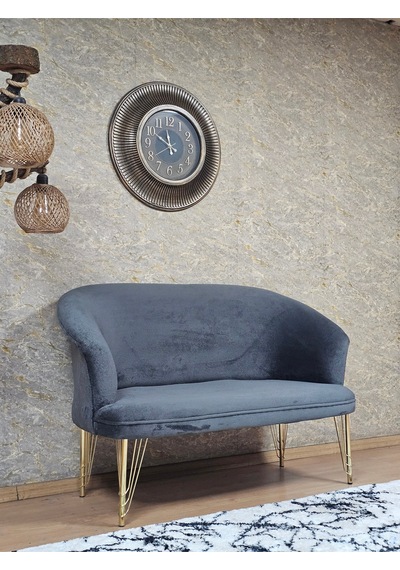 Zafir İkili Teddy Gold Kaplama Telli Ayak Çay Seti Koltuk İkili Berjer , Balkon, Salon, Ofis Füme