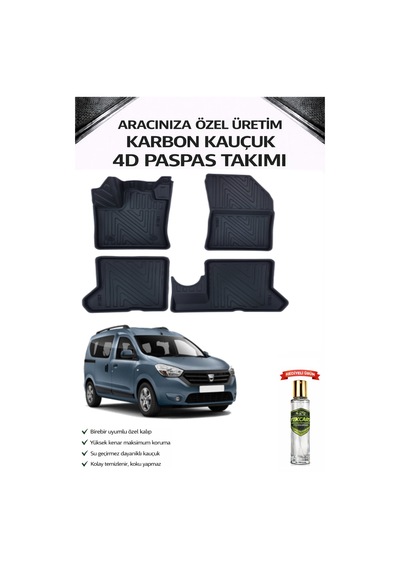 Dacia Dokker 2016 Model Aracınıza Özel Karbon Kauçuk Paspas Takımı