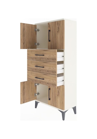 Arges Dolap Tek Raflı 3 Çekmeceli 4 Kapaklı 60x30x134 Aytaşı-çam Aytaşı