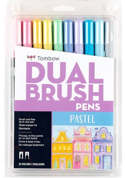 Abt Dual Brush Pen Grafik Kalemi 10'lu Set - Pastel Colors