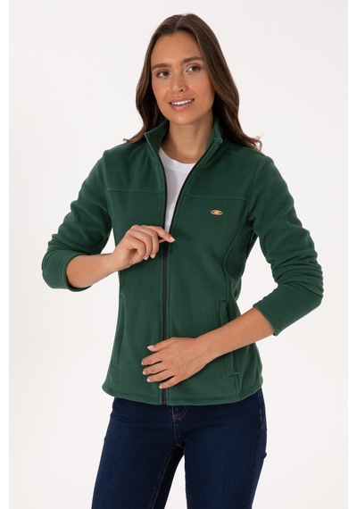 U.S. Polo Assn. Kadın Koyu Yeşil Fermuarlı Dik Yaka Polar Sweatshirt 50316729-VR079