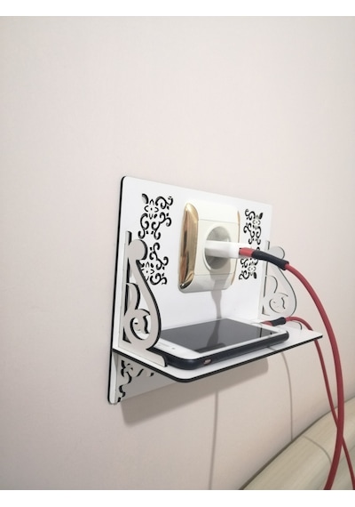 Ahşap Priz Telefon Tutucu