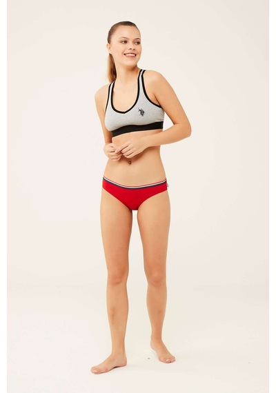 U.S. Polo Assn. Kadın Beyaz - Lacivert - Kırmızı 3 Lü Slip 66271 Kırmızı