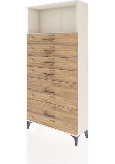 Arges Dolap Tek Raflı 6 Çekmeceli 88x30x182 Aytaşı-çam Aytaşı