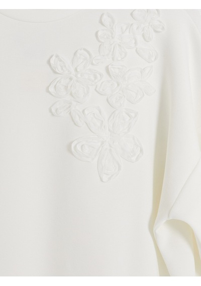Lcw Modest Beyaz Nakışlı Soft Touch Kadın Sweatshirt Tunik