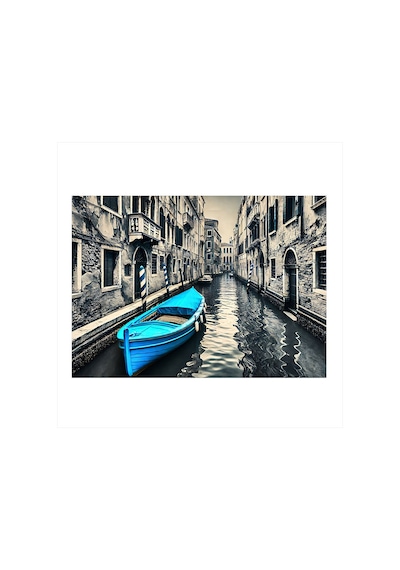 Venice Kanallarında Mavi Sandal Hediyelik Mdf Tablo