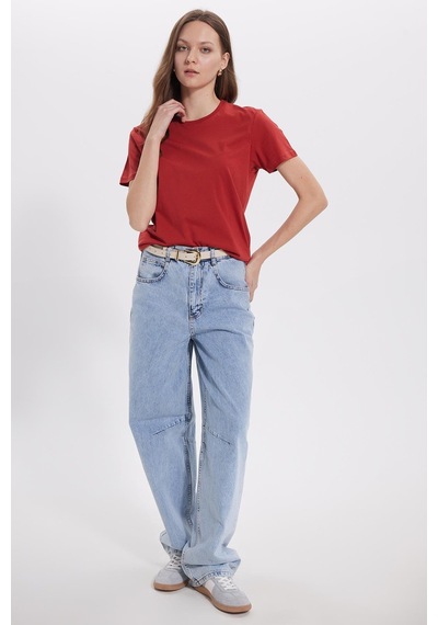 Tudors Kadın Slim Fit Dar Kesim %100 Pamuk Yumuşak Dokulu Kiremit Bisiklet Yaka Tişört-37848 Kiremit Tudors Kadın Slim Fit Dar Kesim %100 Pamuk Yumuşak Dokulu Kiremit Bisiklet Yaka Tişört-37848 Kiremit
