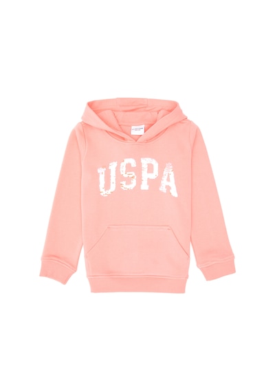 U.S. Polo Assn. Kız Çocuk Neon Pembe Payet İşlemeli Kapüşonlu Basic Sweatshirt 50314312-VR105