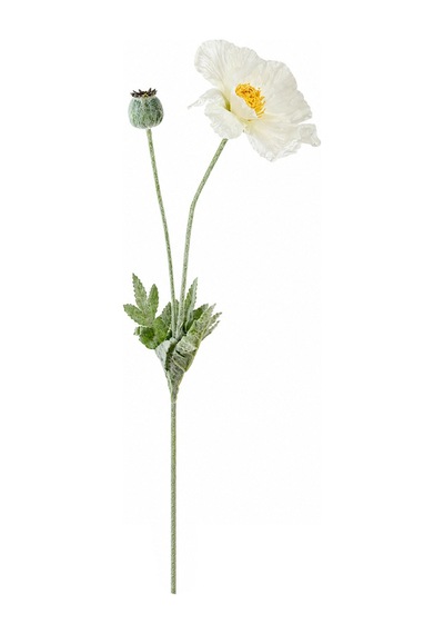 Yapay Çiçek Anemon Gelincik Dal Beyaz 60 Cm