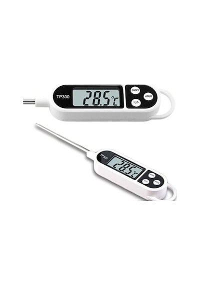 2li Dijital Termometre Seti: Kablolu Hava Problu Oda Isı Ölçer Saat Alarm Masaüstü İstasyon Ev Ofis Sera + Tp300 Paslanmaz Çelik Şiş Saplama Prob Mutfak Süt Bebek Maması Et Gıda Derecesi