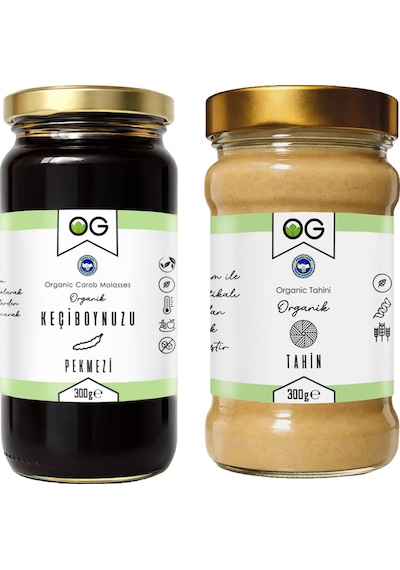 OG natural Organik Keçiboynuzu Pekmezi 300 G + Organik Tahin 300 G