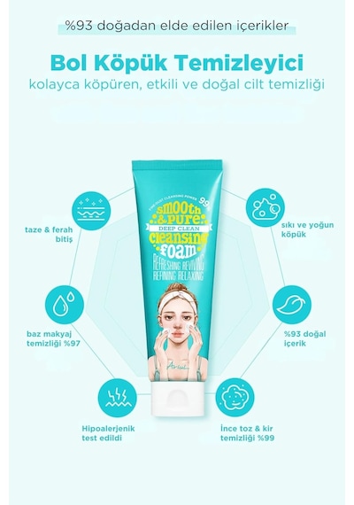 Smooth& Pure Deep Clean Cleansing Foam 80ml -bitki Özlü Arındırıcı Doğal Cilt Temizleme Köpüğü