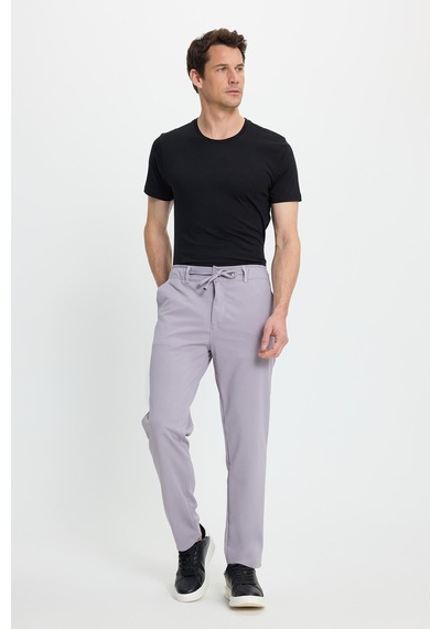 Tudors Erkek Slim Fit Dar Kesim Beli Lastikli Bağcık Detaylı Gri Pantolon-41664 gri