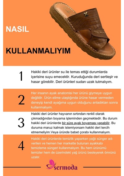 Sermoda Hakiki Deri Erkek Terlik - Yumuşak Kalın Taban Tabanlı Hakiki Deri Erkek Terlik 3d Taba