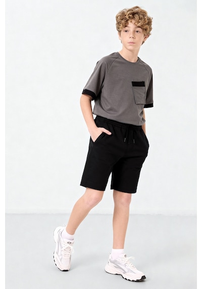 Tommylife Siyah Standart Fit Basic Erkek Çocuk Şort - 11284 Siyah